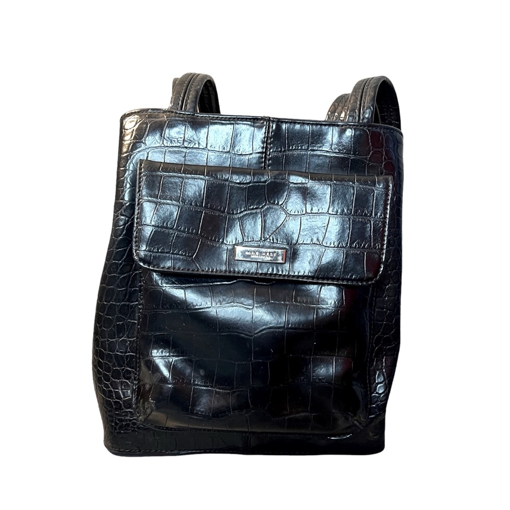 Nine West Black Croc Embossed Faux Leather Shoulder Purse | Nine West Purse